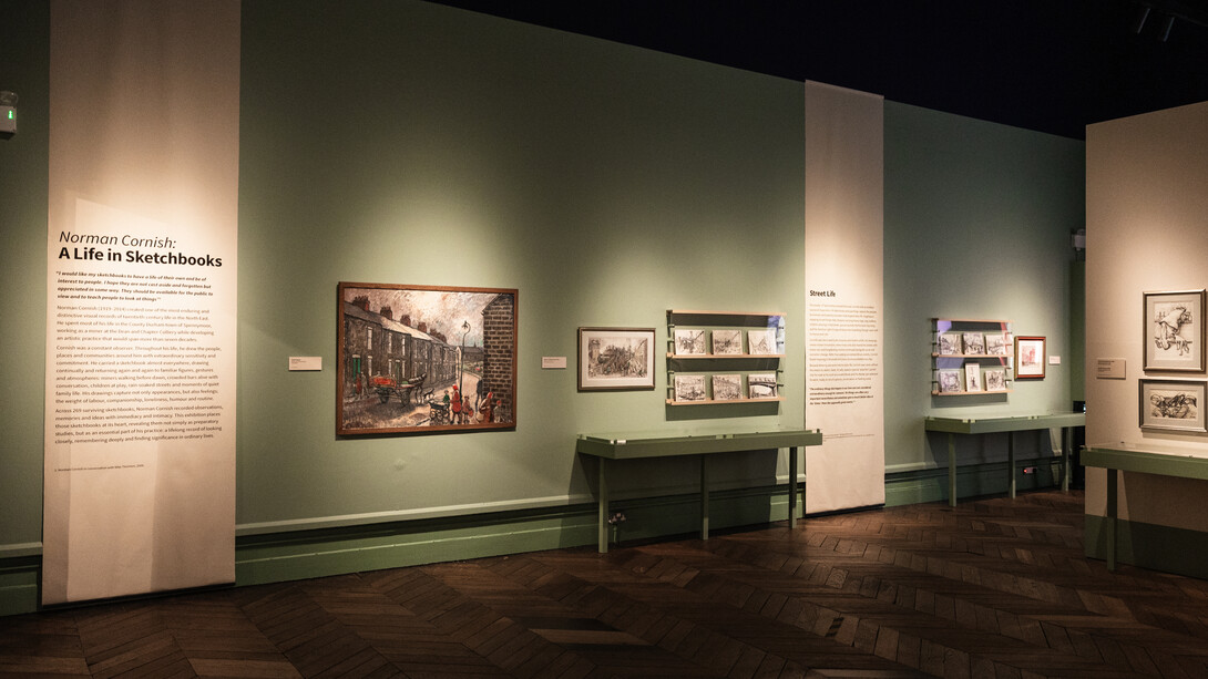 Norman Cornish, A life in sketchbooks, exhibition view. Courtesy of the Bowes Museum