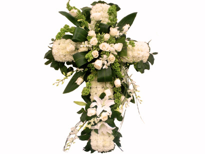 Cruz funeraria de flores