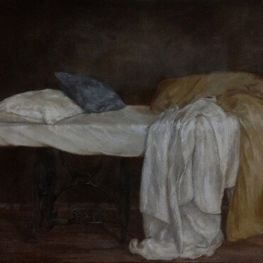 Anne Herrero, Empty Bed,
2014,
oil on linen,
33" x 49"