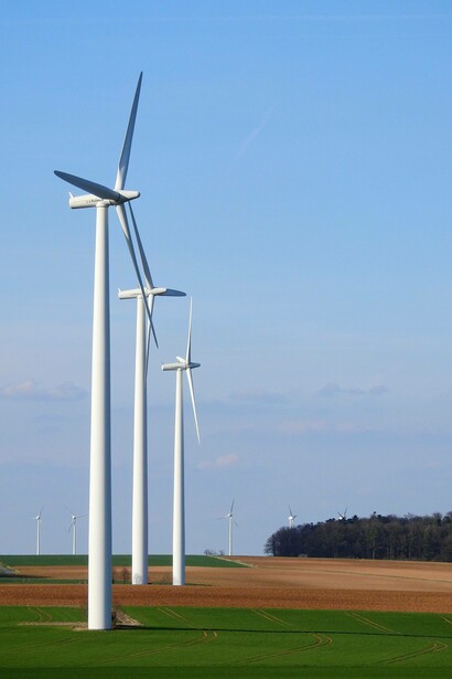 A series of windmills generate power