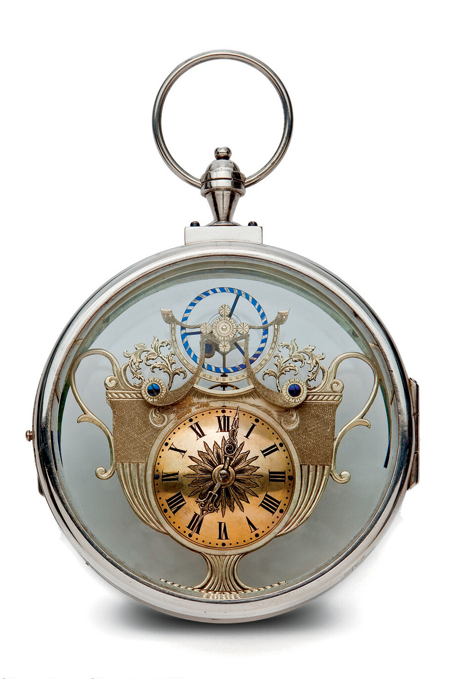 Skeleton Clock, 19th c., mixed metals, glass. Courtesy De Vera