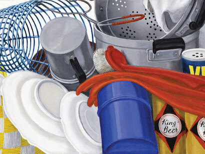 Christa Dichgans, “King´s beer (Küchenbild)”, 1968, acrylic on cotton