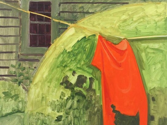 Lois Dodd, Red Shirt and Window, 2013, oil on panel, 15 3/4 x 16 inches © Lois Dodd, courtesy Alexandre Gallery, New York