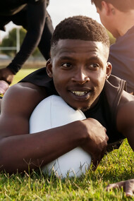 Exhilarating Kenya 7's rugby as men compete fiercely on the field in Kenya, showcasing the nation's sporting prowess and excitement of rugby action