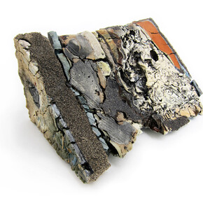 Jonathan Mess, Landfill No. 21 Northeastern Cross Section,Reclaimed ceramic materials,18 x 32 x 23 cm, 2012. Courtesy of Gallery 8