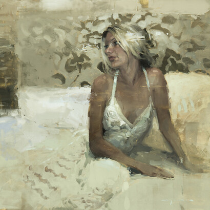 Jeremy Mann. A White Evening Dress 30,5x30,5