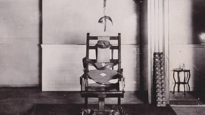 The original and first electric chair that was used to execute a prisoner