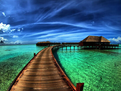 The emerald crystal clear water of Polynesia