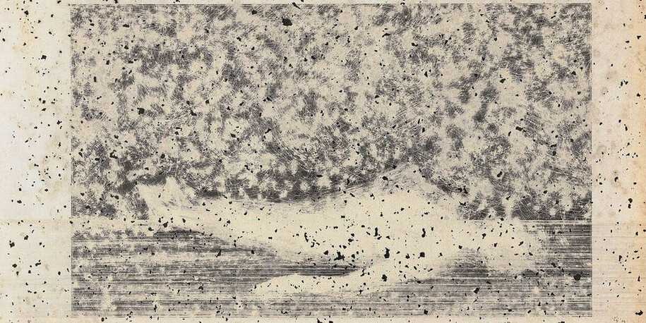 Comatose, 2014-16, Sanded book page, 25.5 x 18.3 cm © David James, by courtesy of the artist