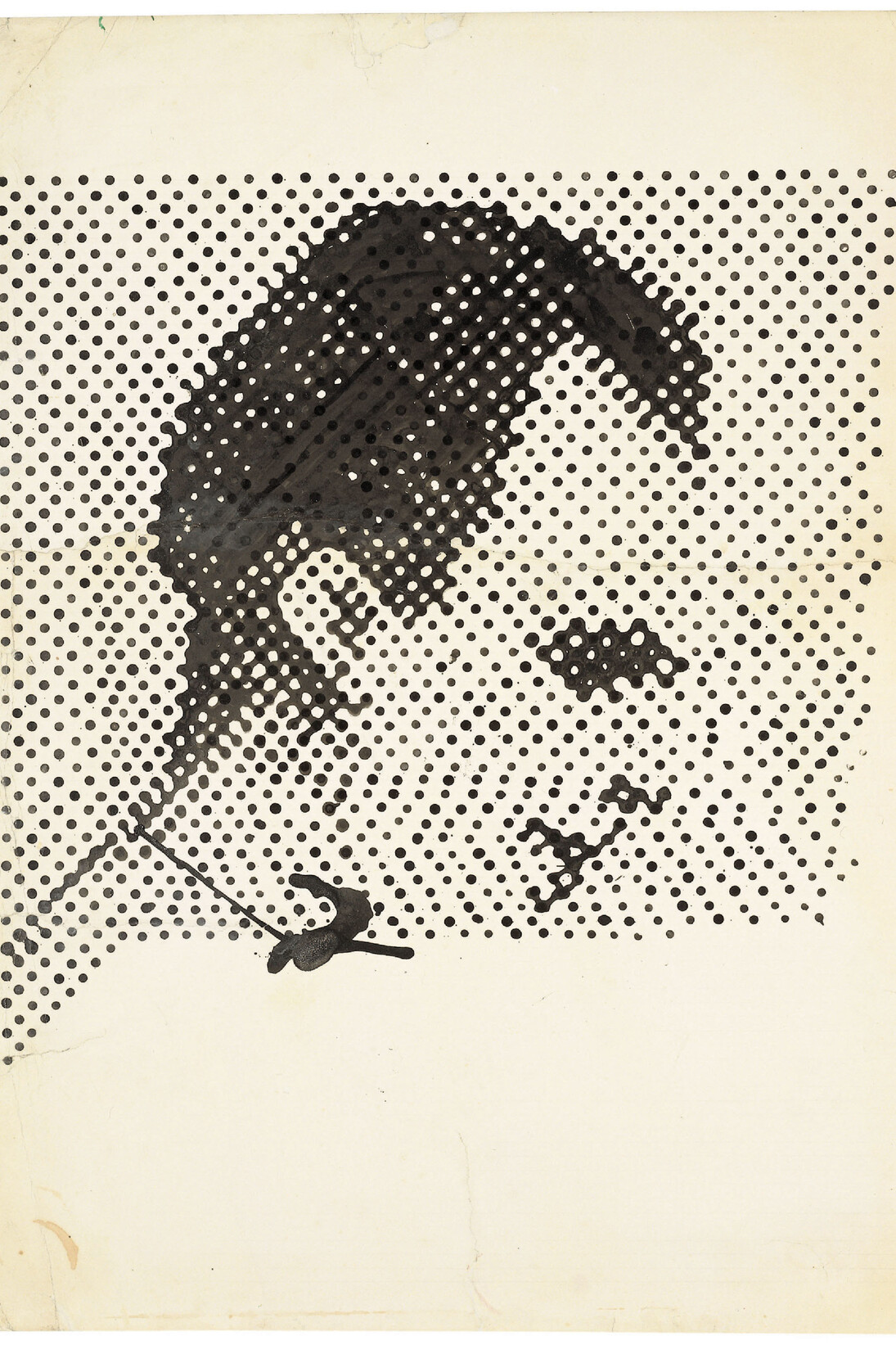 Sigmar Polke, German, 1941–2010, Raster Drawing (Portrait of Lee Harvey Oswald) (Rasterzeichnung (Porträt Lee Harvey Oswald)), 1963, Poster paint and pencil on paper, 37 5/16 × 27 1/2″ (94.8 × 69.8 cm), Private Collection, Photo: Wolfgang Morell, Bonn © 2014 Estate of Sigmar Polke/ Artists Rights Society (ARS), New York / VG Bild-Kunst, Bonn