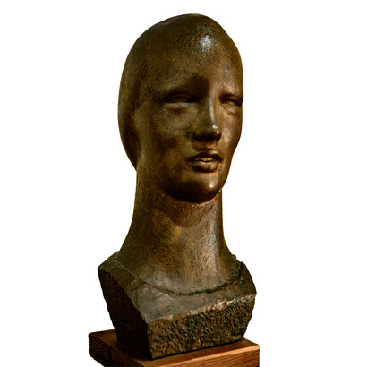 Domenico Rambelli, Busto di Miss Miller, 1926, bronzo su supporto ligneo, 58x30x33 cm, Courtesy Galleria Baroni, (credits Sergio Golia)