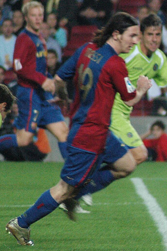 Lionel Messi, Argentinien, Fußball Weltmeister-2022 im Trikot von FC Barcelona. Aufnahme: 2007