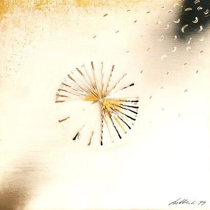 Erika Isalberti, Equilibrio dinamico, 80x80, tecnica mista, 1999