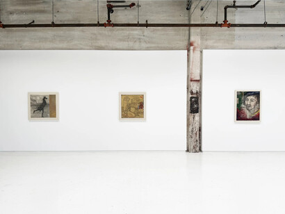 William T. Wiley, Musin’ and mussin’ with the masters, exhibition view. Courtesy of Hosfelt Gallery