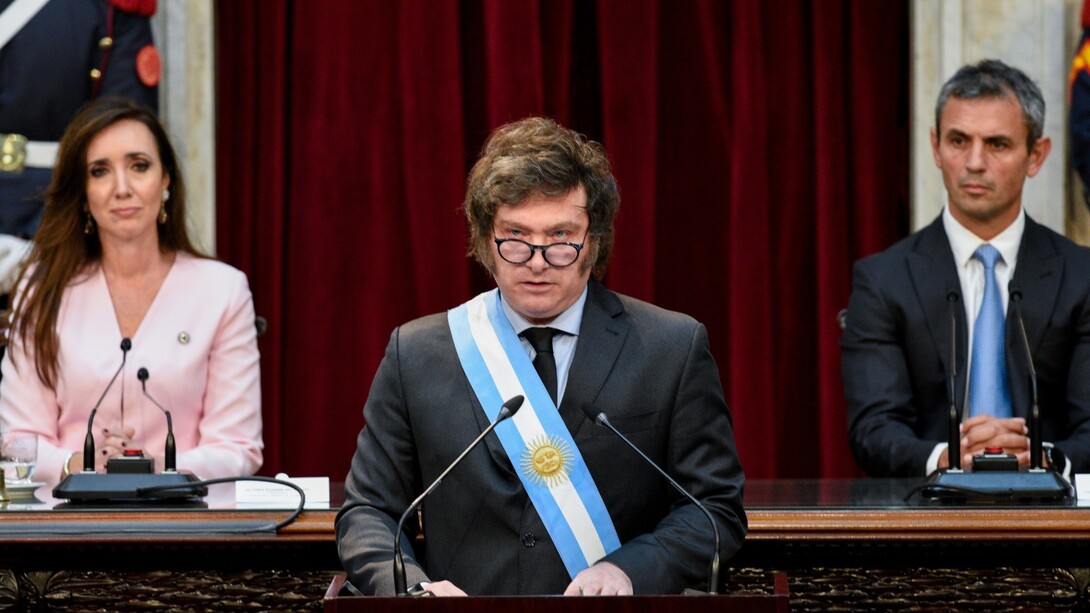 El presidente argentino, Javier Milei, en la apertura de las sesiones extraordinarias. Cámara de Diputados de la Nación, 1 de marzo de 2024