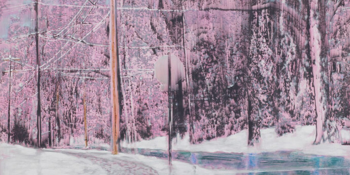 Ena Swansea, stop sign, 2017, oil and acrylic on cotton, 121.9 x 152.4 cm. (48 x 60 in.)