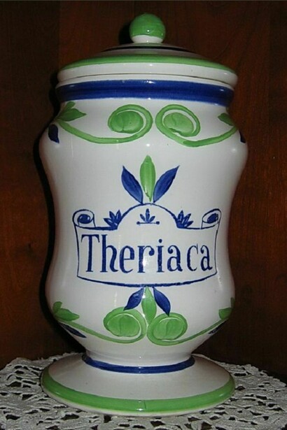 Vaso di ceramica usato per contenere la theriaca.