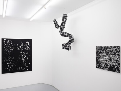 Esther Stocker, Secrets géométriques, vue de l'exposition. Avec l'aimable autorisation de la Galerie Alberta Pane
