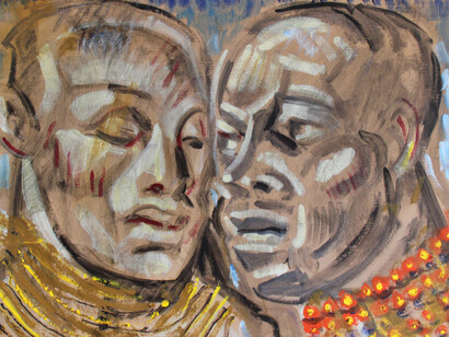 Copyright Mark Beard, [Edith Thayer Cromwell (1893-1962)], Two Masai Warriors n.d., oil on canvas, Courtesy of ClampArt, New York City