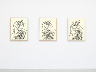 Ryan Mrozowski, Untitled, 2018, Oil stick on paper, Three parts: 76.2 x 56.5 cm, Courtesy the artist and Galerie Nordenhake Berlin / Stockholm
