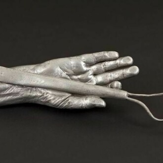 Anna Hyatt Huntington. Hand of Anna Hyatt Huntington, cast 1935. Aluminum; 12 7/8 x 4 9/16 x 2 1/2 in. (32.7 x 11.6 x 6.4 cm).  Collection The Hispanic Society of America, New York, NY (D1013). Photo by Mark Ostrander, courtesy The Wallach Art Gallery