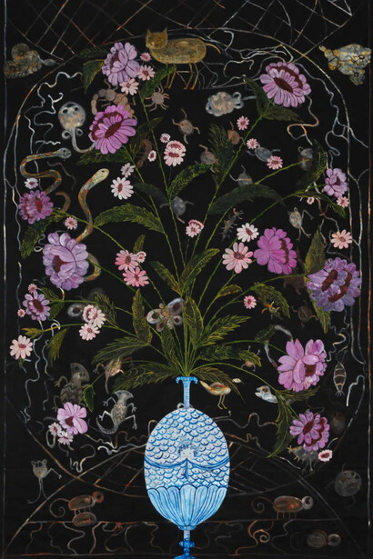 Nancy Friedemann-Sánchez, Dream map and cornucopia with jaguar, 2022. Courtesy of Everson Museum of Art