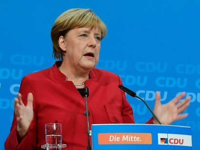 Angela Merkel during a conference