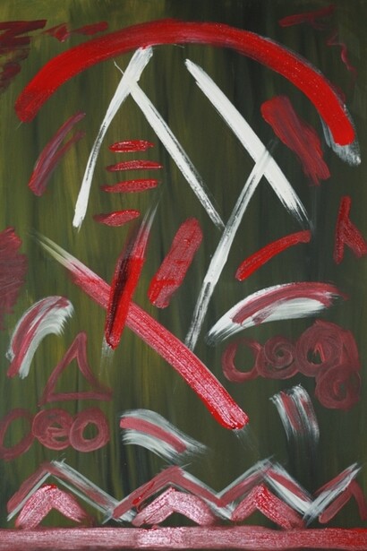 Luigi AricĽ, Segni, 2015, acrilico su tela, 100x70 cm