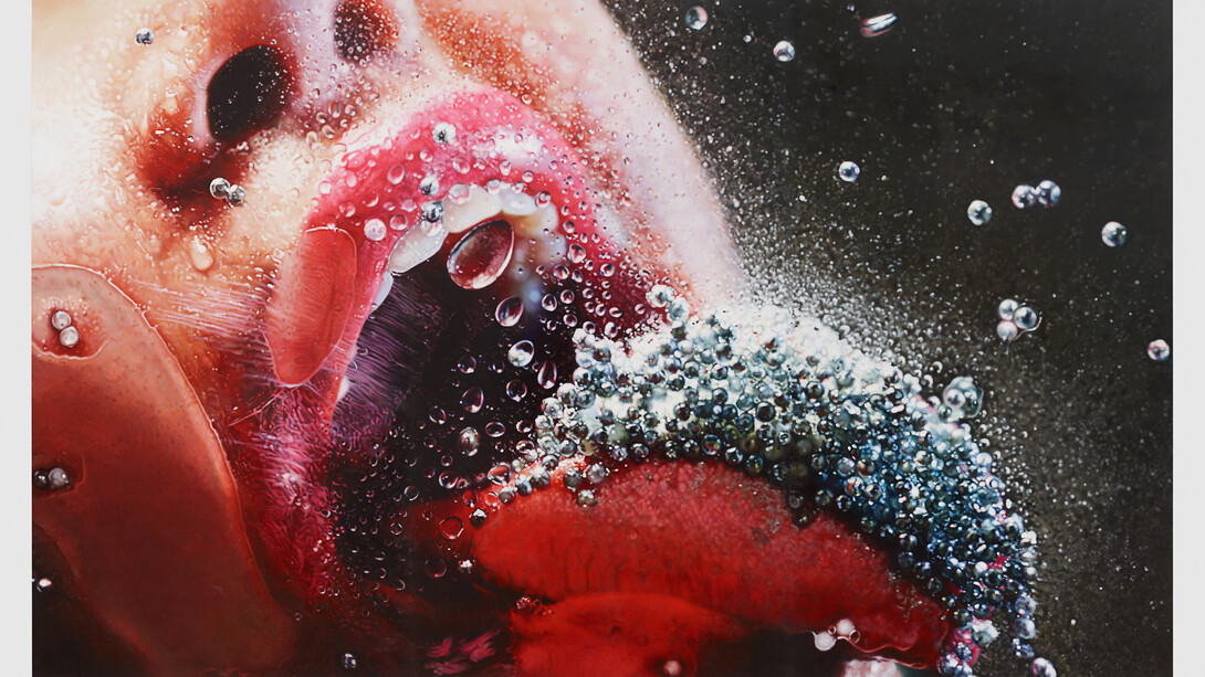 Marilyn Minter, Pop Rocks, 2009, Enamel on metal, 9 x 15 feet, Private collection