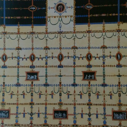 Vincenzo Brenna e Franciscus Smuglewicz disegnarono, Marco Carloni incise, Sala della volta nera, acquaforte acquerellata, Anzio, Biblioteca Clementina