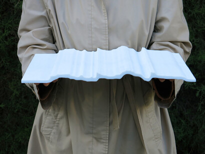 Metropolitan Cypriots (2014), A sound piece milled in White Thassos marble (30X42cm), CNC Milling