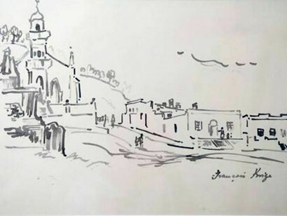 François Krige, Bo-Kaap, 1950, Unique Works on Paper, ink, framed, 31.5 cm x 46.5 cm