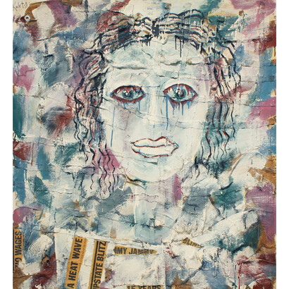 Alexander Kaletski, Beauty in the Box, 1992, mixed media on canvas, 54 x 49 inches