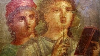 Fanciulle che scrivono messaggi d'amore (IV stile), I sec, da pompei, MANN 9074, Napoli, Italia