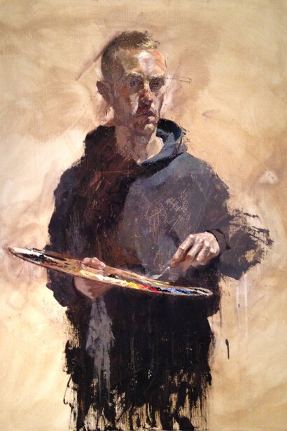 Benjamin Hope, Self Portrait With Palette, Oil on Canvas, 2014, 73 x 92 cm
