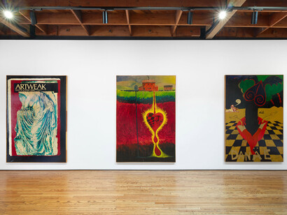 Wally Hedrick, Sex politics religion, exhibition view. Courtesy of Parker Gallery