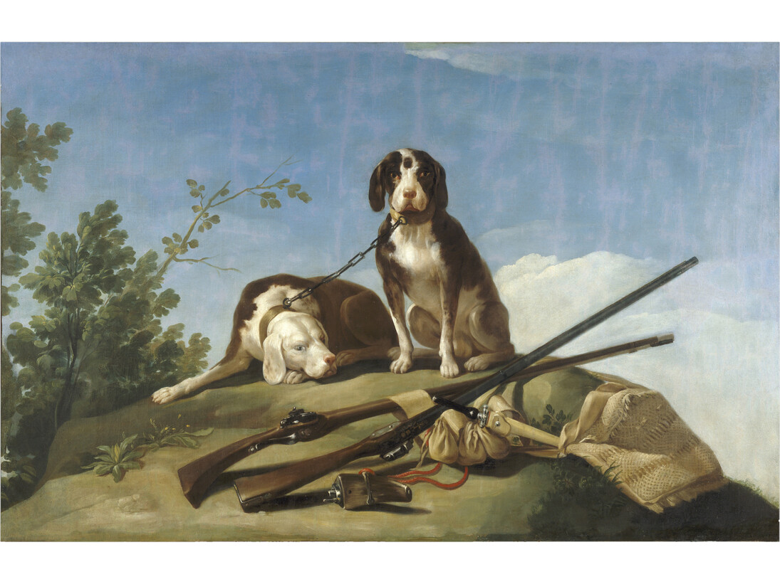 Dogs on a Leash, Francisco de Goya, Oil on canvas, 112 x 174 cm, 1775, Madrid, Museo Nacional del Prado