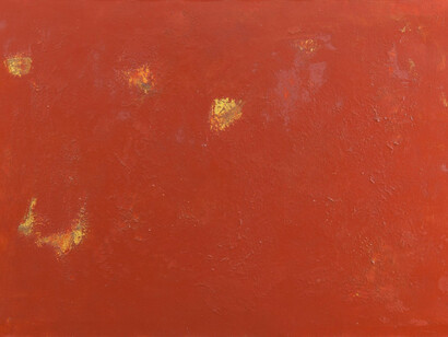Armaroli, Campo rosso, tecnica mista su tela, 70x100 cm