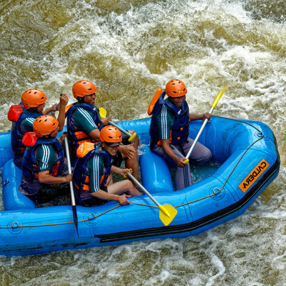 Tuve oportunidad de remar algunos rápidos, pero seguía en plan de aprendizaje 