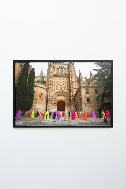 Regina José Galindo, Destràs de le ventana, 2020. Photograph, lambda print on dibond. 100h x 150w cm. Edition 3 of 5. Courtesy of the artist, Alberta Pane Gallery and Prometeo Gallery