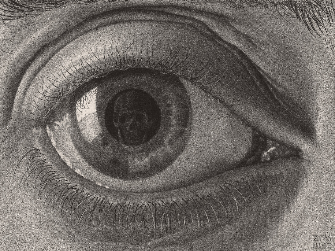 Maurits Cornelis Escher, Occhio 1946 mezzatinta, 139 x 86 mm Collezione privata. All M.C. Escher works © 2014 The M.C. Escher Company. All rights reserved