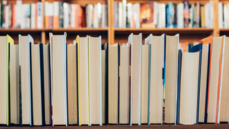 Libros ordenados en una estantería