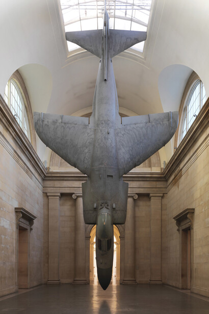 Fiona Banner, Harrier, 2010, BAe Sea Harrier aircraft, paint, 760 cm x 1420 cm x 371 cm, © Tate photography, Andrew Buckley and Sam Drake