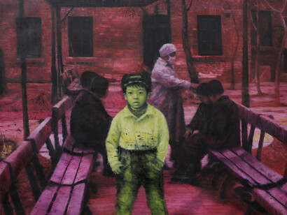 Li Tianbing, Self-portrait in the mental hospital, 2013, Oil on canvas, 158 x 198 x 4 cm, 62 x 78 in.