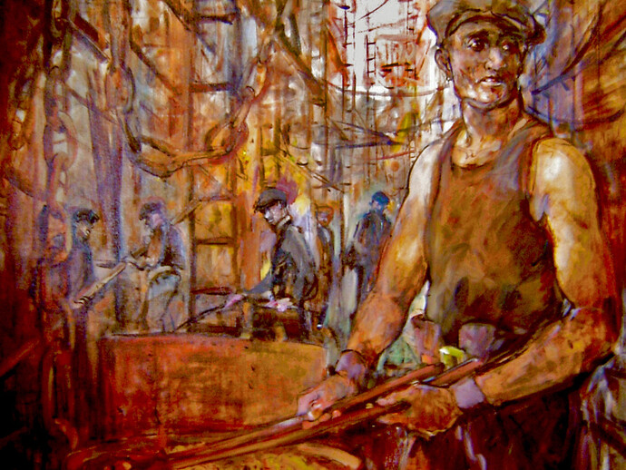 Peter Knox, Yard (detail), Oil, 122 cm x 91 cm