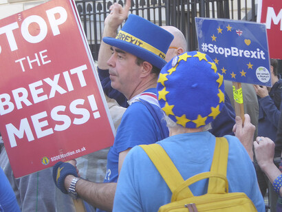 On 27 February 2019, as the Prime Minister delayed a key Brexit vote, SODEM activists gathered outside Parliament with their “It is not a done deal” message, while a small group of Leave Means Leave supporters mounted a counter-protest