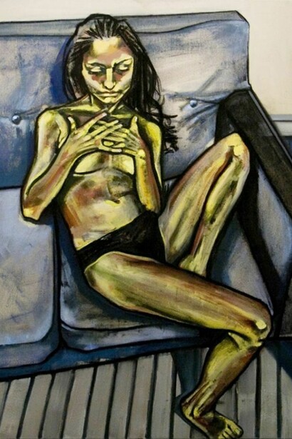 Anna Navasardian, Nude II, Acrylic & Charcoal on Canvas, 60 x 48 x 1.5 inches | 152.4 x 121.9 x 3.8 cm