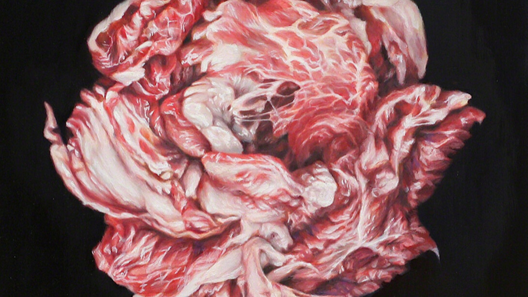 Matthew Schlagbaum: Smiling through gritted teeth c: Medaillons de Corpos (Flesh Medallions). Courtesy of Bert Green Fine Art