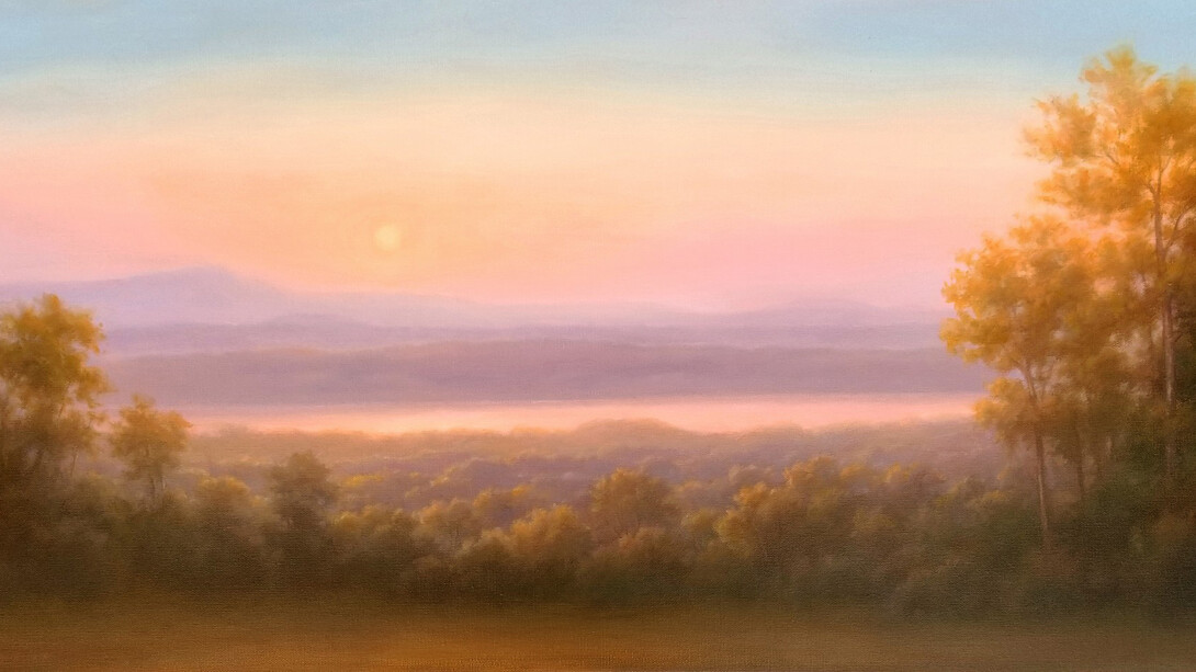 Jane Bloodgood-Abrams, Hazy sunset (Ridge Road - Olana), 2024. Courtesy of Carrie Haddad Gallery