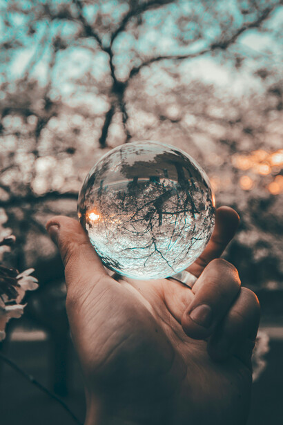 A crystal ball reflects an untainted view of nature